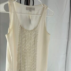 LOFT Ivory Lace-Panel Sleeveless Blouse